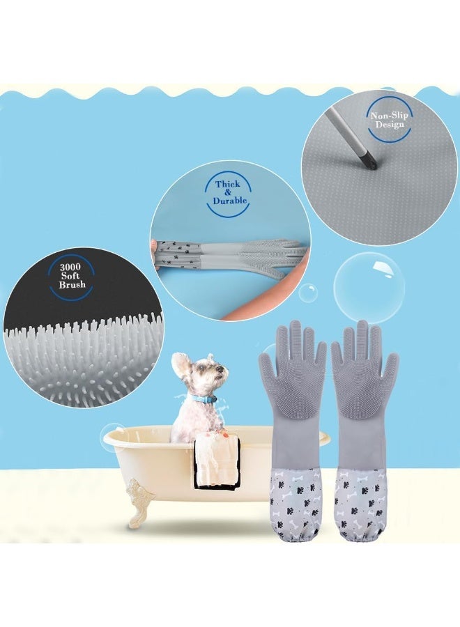 قفازات تربية الحيوانات الأليفة ، قفازات حمام الكلب مع أسنان عالية الكثافة ، إزالة شعر السيليكون المقاومة للحرارة ، تصميم خمسة أصابع محسنة ، الاستحمام والتدليك للكلاب والقطط - Image 2